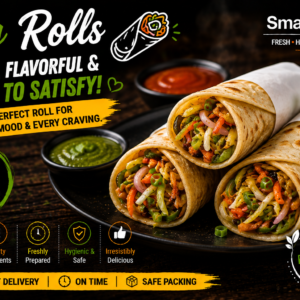 veg rolls poster with fresh flavor and delivery